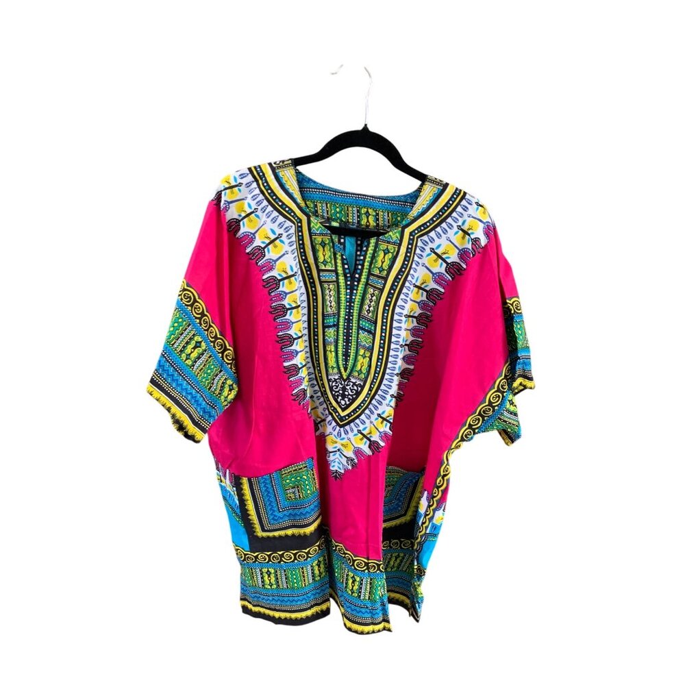 Jackpot Womens Size OSFM Tunic Top Shirt Oversized Bright Colorful Raglan Sleeve